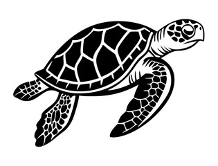 A black and white vector illustration of a turtle