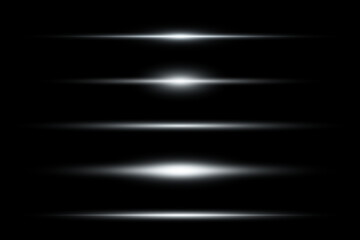 Bright white glare. Glowing lines of light. Horizontal glare. Vector illustration eps 10.