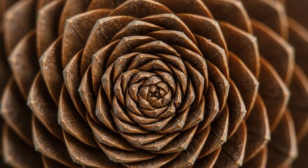 Detailed Pine Cone Close-up Captures Nature's Fibonacci Spiral Pattern