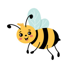 Cute honey bee flying in search of honey. Vector illustration