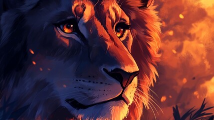 Fantasy-inspired lion skin showcase in glowing high-fidelity concept in a captivating environment
