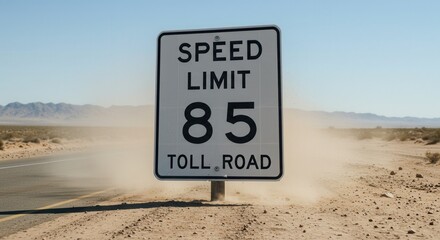 Driving Safety Speed Limit 85 Mph on a Desert Toll Road