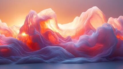 Translucent Waves Floating in a Radiant Pool of Colorful Light