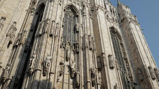Milan, Italy - February 2025 - Visiting the exterior of the historic buildings of the Lombard capital