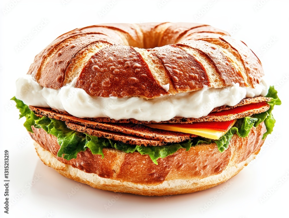 Poster double bun sandwich featuring two fluffy buns stacked together creating a unique culinary twist on c