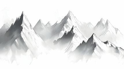 Majestic snow-capped mountain range, misty valley, serene landscape, ideal for travel brochures