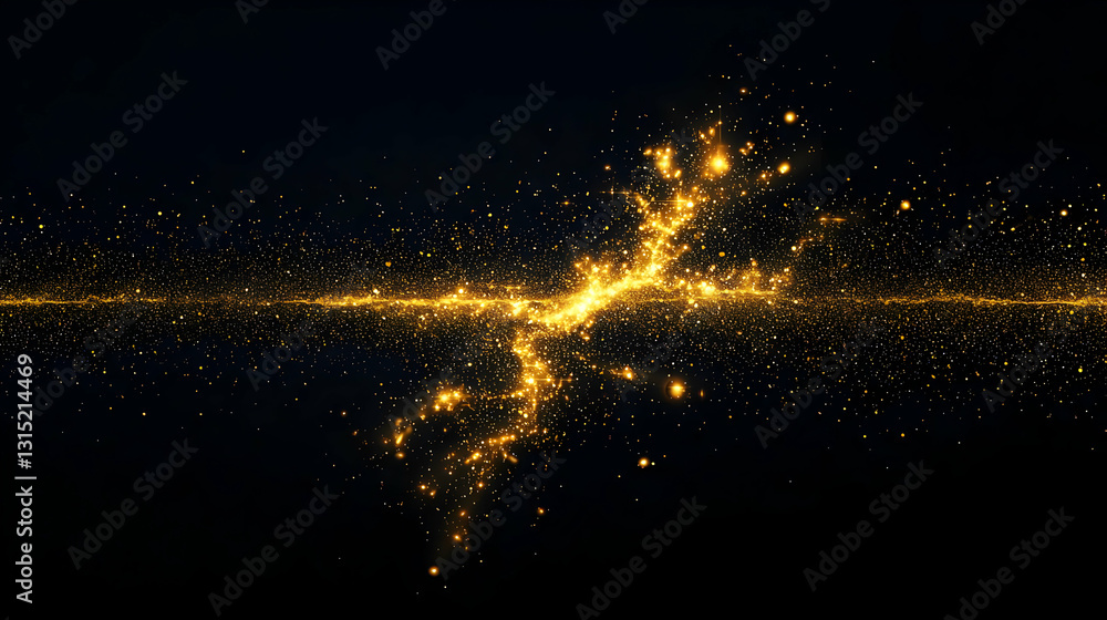 Poster golden glitter sparkles with soft smooth gradient on dark background with elegant and stylish glamor