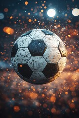 Fototapeta premium People playing soccer game in field.