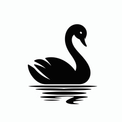very simple flat and minimalist Swan Lake silhouette in black on a white background 