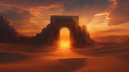 Golden Desert Gate at Sunset