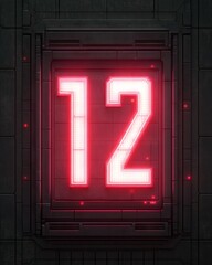 Futuristic Number 12 on Dark Panel