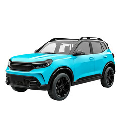 Light Blue SUV Front Side View on Transparent Background