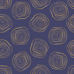 Seamless Pattern With Hand Drawn Abstract Golden Shapes On Dark Background