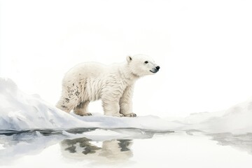 Majestic Polar Bear Standing on Iceberg Near Calm Water Surface