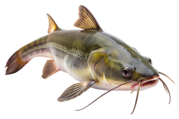 Live catfish with whiskers isolated on white  