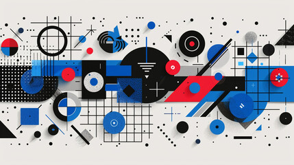 Obraz premium Abstract geometric shapes in bold colors.