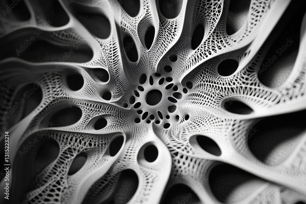 Poster explore a captivating black and white abstract design showcasing intricate patterns and textures. th