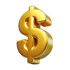 Obraz premium A Gleaming Golden Dollar Sign Symbolizing Wealth, Prosperity, And Financial Success With A Three-dimensional Polished Texture Against A Stark White Background