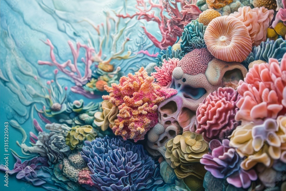 Aufkleber stunning representation of a colorful coral reef with an array of textures and vibrant colors, showc