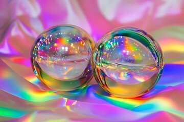Colorful Glass Spheres with Iridescent Reflections