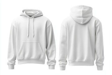 classic white hoodie with visible drawstrings