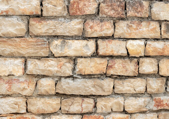 Baked mud brick wall. Old building. For design.