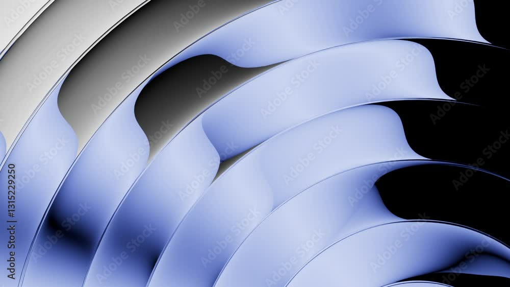 Poster looping 3d animation. abstract minimalist aesthetic background. fluid gradient reflects in ribbed gl