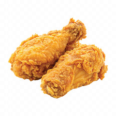 realistic crispy and spicy fried chicken wing or leg isolated on  white background