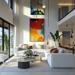 An interior shot showcases a modern living room space