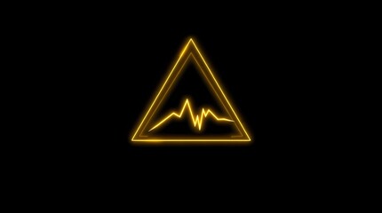 Digital Neon Warning Sign: A striking neon sign of a caution symbol, an illuminated hazard symbol, against a dark background, creating a dramatic effect, emphasizing the alert and attention needed.