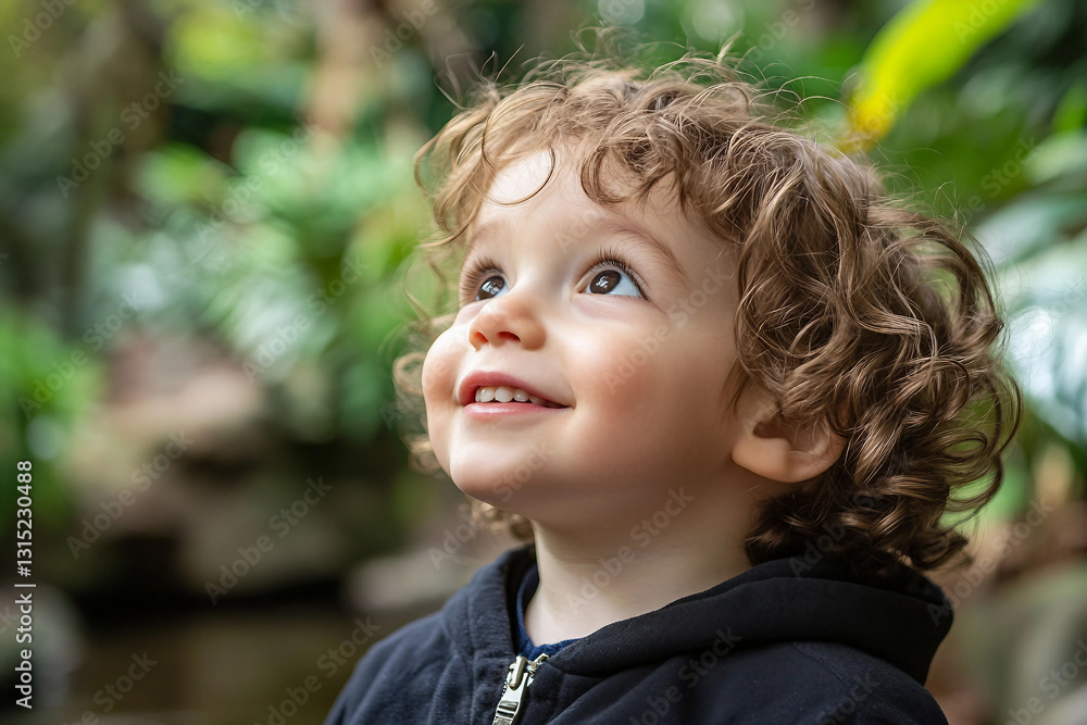 Poster image of a young person observe wild life in zoo generative ai