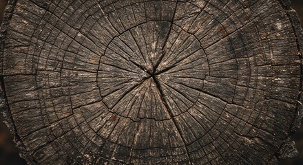 Fototapeta premium Detailed Tree Stump Cross Section Showing Annual Rings and Wood Texture