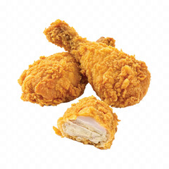 realistic crispy and spicy fried chicken wing or leg isolated on  white background