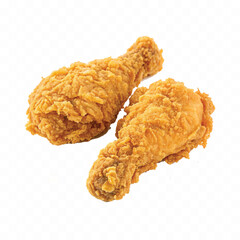 realistic crispy and spicy fried chicken wing or leg isolated on  white background