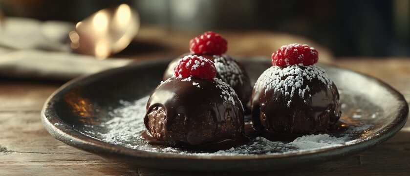 Exquisite Traditional Danish Dessert Chocolate Fl&oslash;deb&oslash;lle Image for Culinary Usage