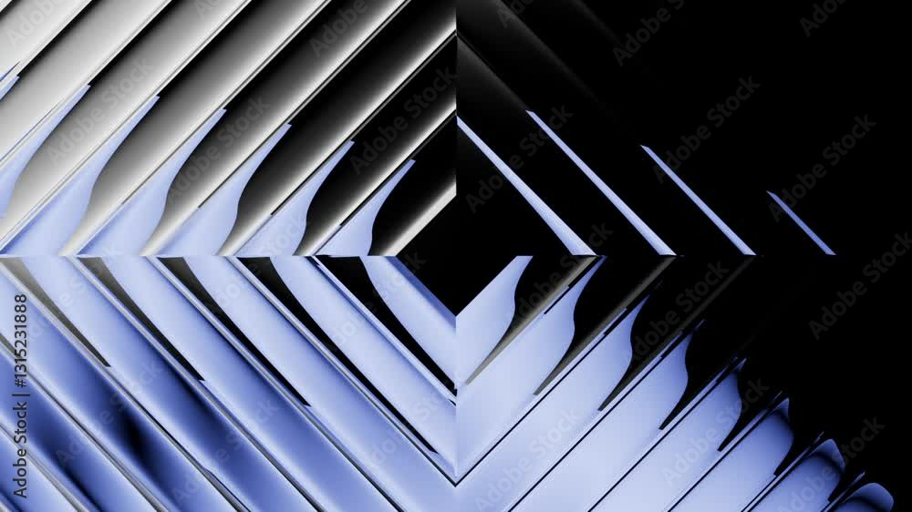 Poster looping 3d animation. blue gradient reflects and flows in a ribbed glass texture. abstract minimalis