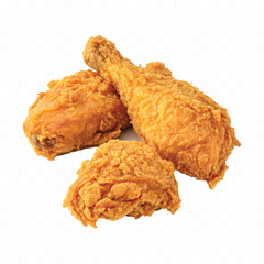 realistic crispy and spicy fried chicken wing or leg isolated on  white background