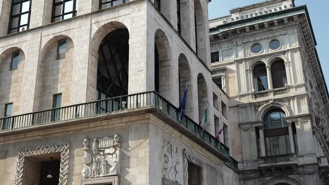 Milan, Italy - February 2025 - Visiting the exterior of the historic buildings of the Lombard capital