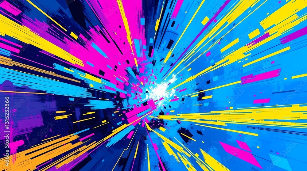 Poster explosive burst of color: a vibrant display of abstract energy, showcasing a dynamic explosion of ne