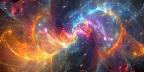 Whimsical Nebula Radiance Swirls of Cosmic Energy Abstract Artwork