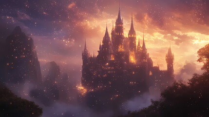 The video background is enchanted by a glow of magical fairy dust. Enchanted - Castle. Illustration