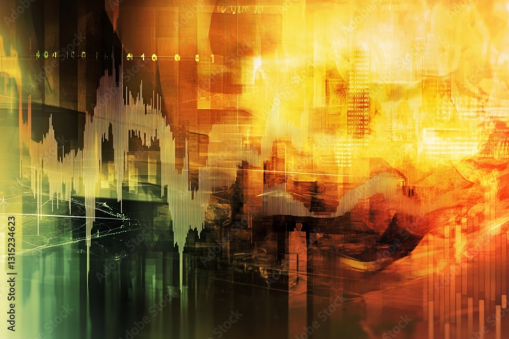 Poster this abstract digital artwork features vibrant colors and dynamic wave patterns, creating a powerful