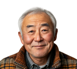 Elderly man smiling portrait bright joy isolated on transparent background, png