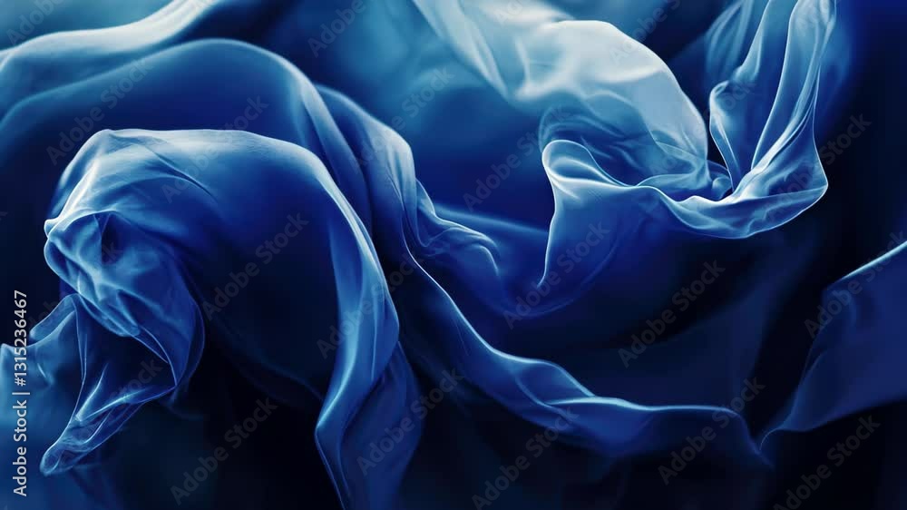 Poster Dynamic dark blue gradient with smooth flowing textures in an abstract composition, Dark Blue motion gradient background with smooth and soft movement