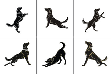 Naklejka premium Yoga Golden Retriever Dog Silhouette , Vector Design Illustration