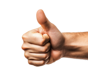 Celebrating success with a thumbs up gesture isolated on transparent background, png