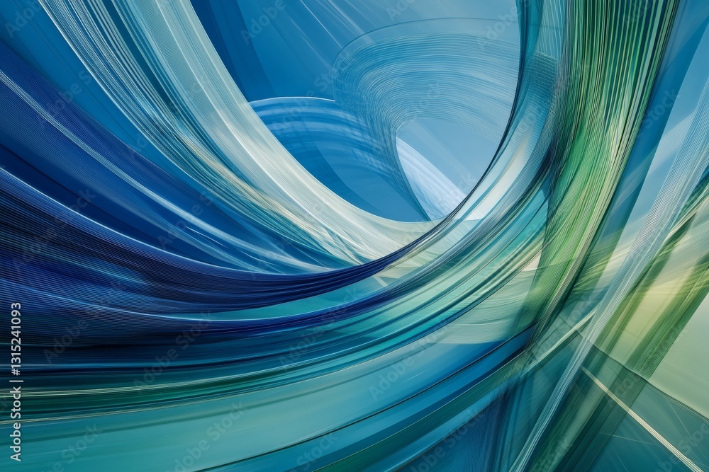 Poster this abstract image showcases swirling lines in blue and green, creating a dynamic and vibrant motio