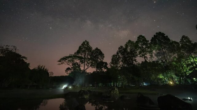 The Milky Way at Jae Son Hot Springs, a popular natural tourist attraction in Lampang Province