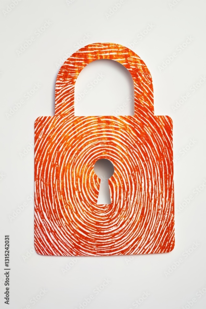 Poster a vibrant and artistic padlock design featuring a fingerprint pattern, symbolizing security and prot