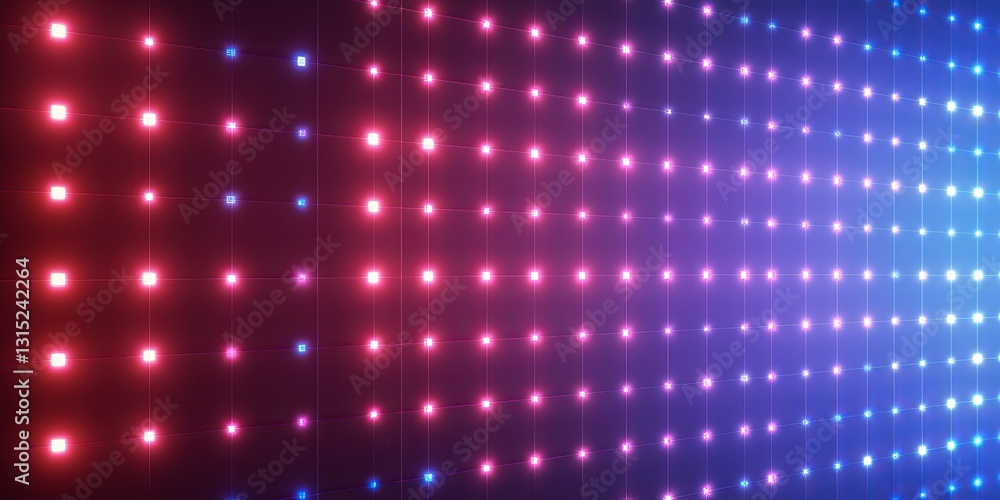 Poster vibrant neon grid illumination: pulsing lights and futuristic colors in a digital display